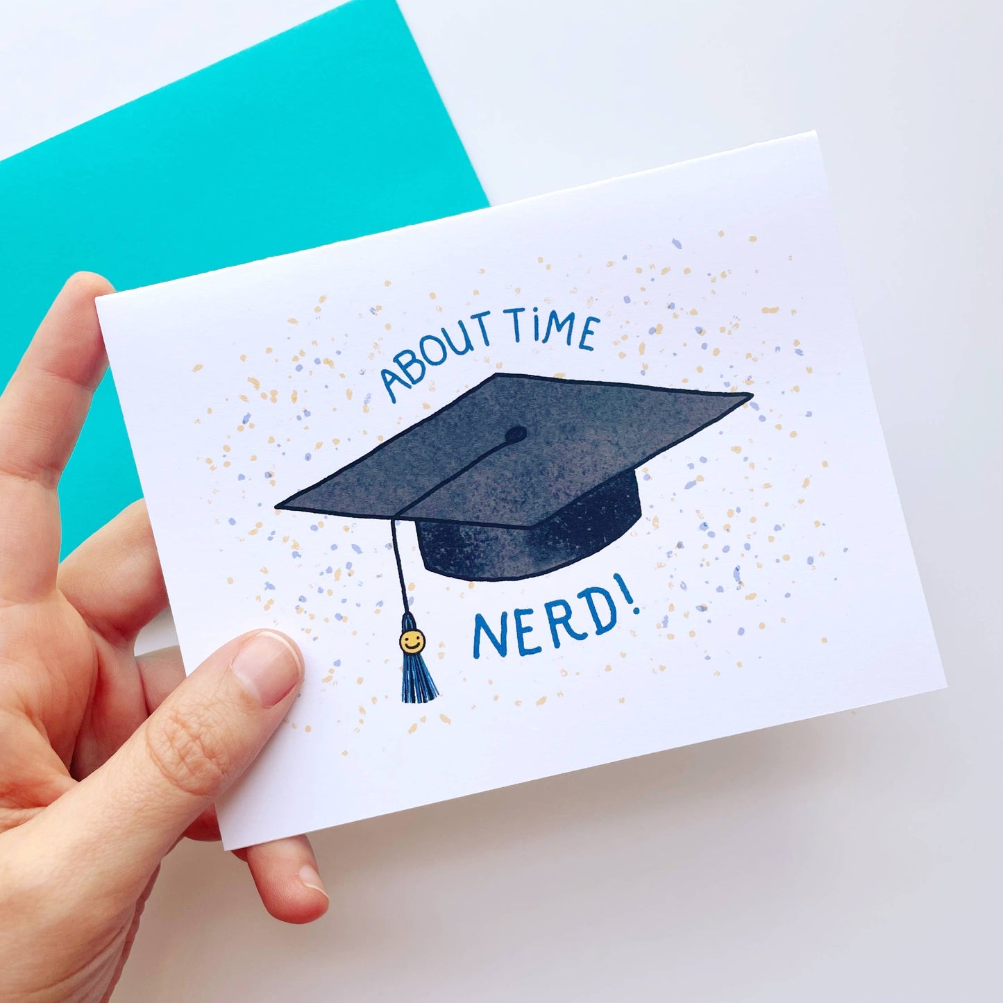 Kendra Lee Miller Art - About Time, Nerd! Blue Themed Graduation Card