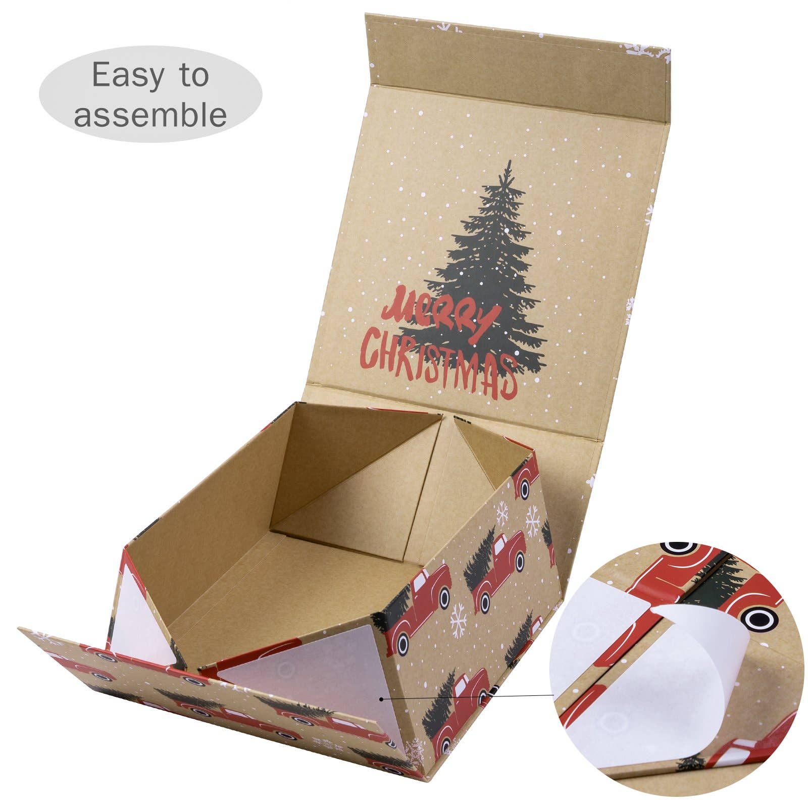 Empty Gift Basket - Red Christmas Gift Box w/ Lid - 8 in. x 8 in. x 4 in.