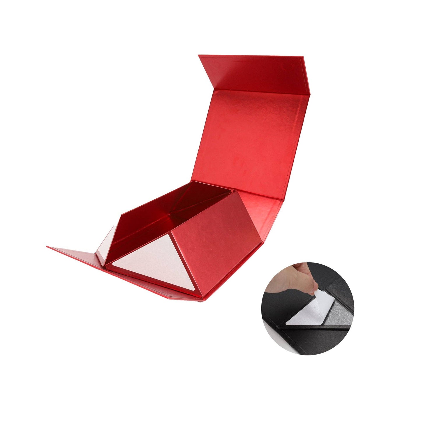 Empty Gift Basket - Red Gift Box w/ Magnetic Square Flap Lid - 8 in. x 8 in. x 4 in.