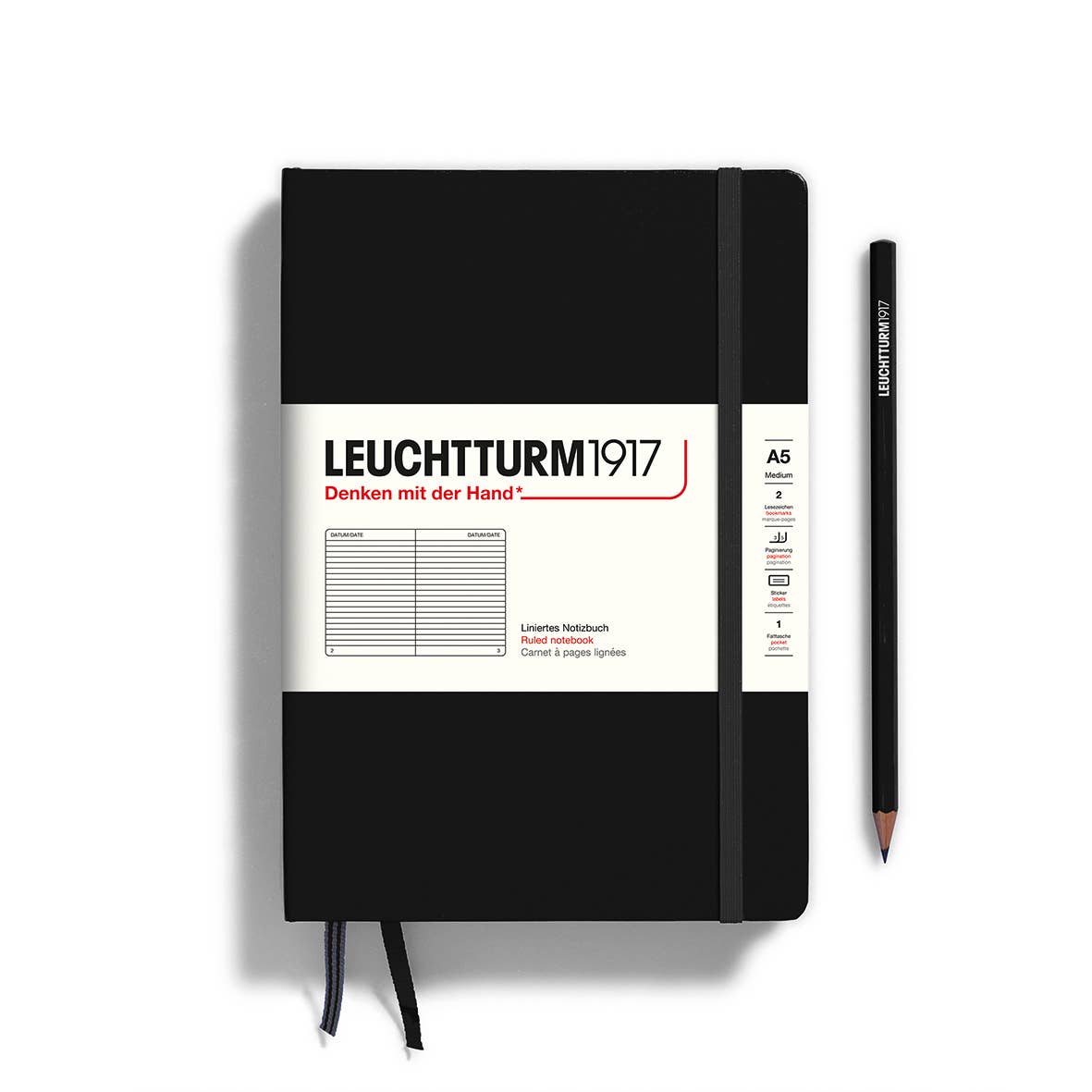 LEUCHTTURM1917 - Notebooks - Medium (A5) - Ruled, Hardcover, Black
