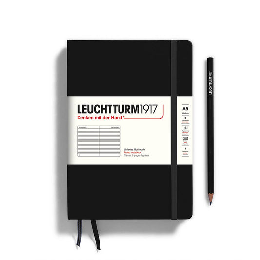 LEUCHTTURM1917 - Notebooks - Medium (A5) - Ruled, Hardcover, Black