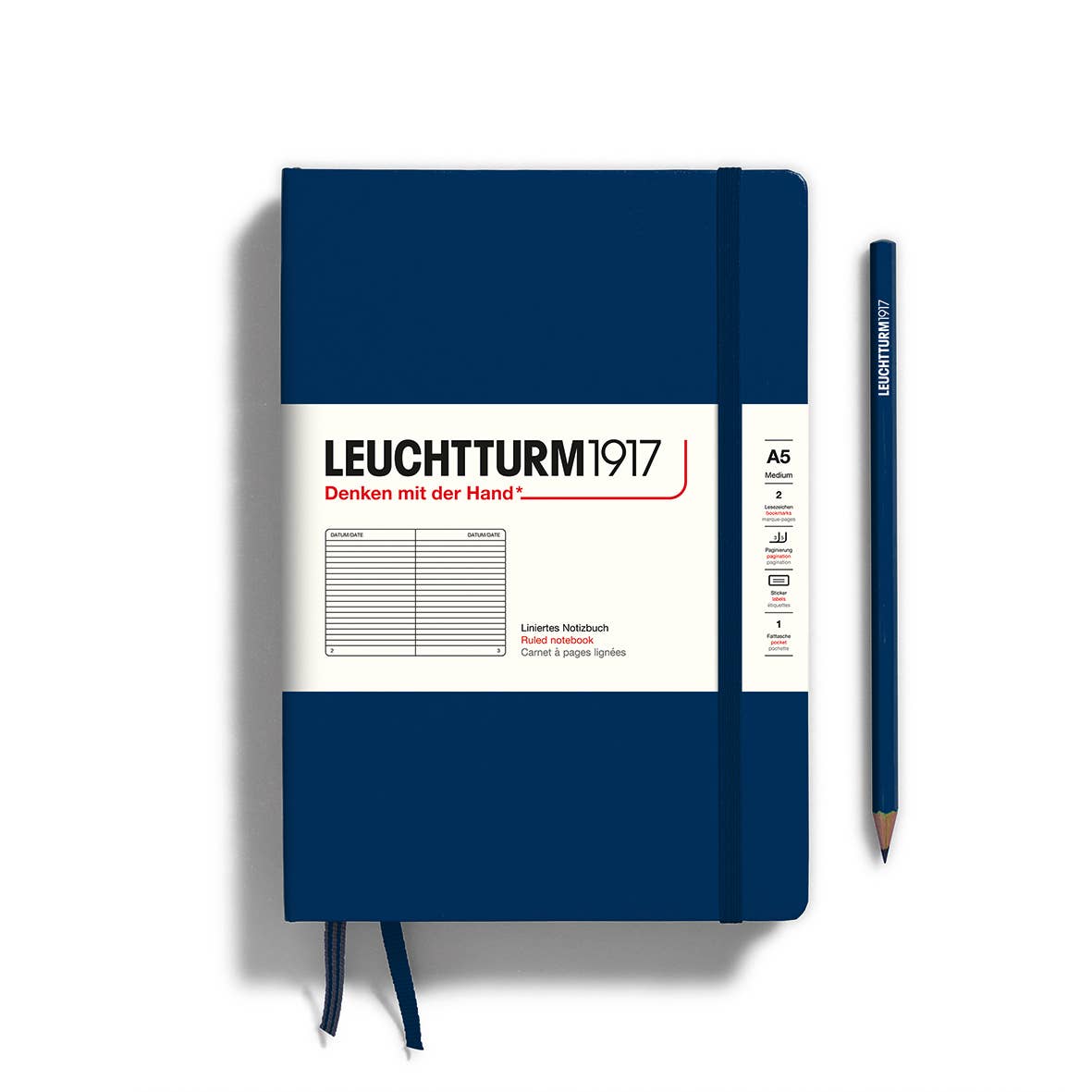 LEUCHTTURM1917 - Notebooks - Medium (A5) - Ruled, Hardcover, Navy