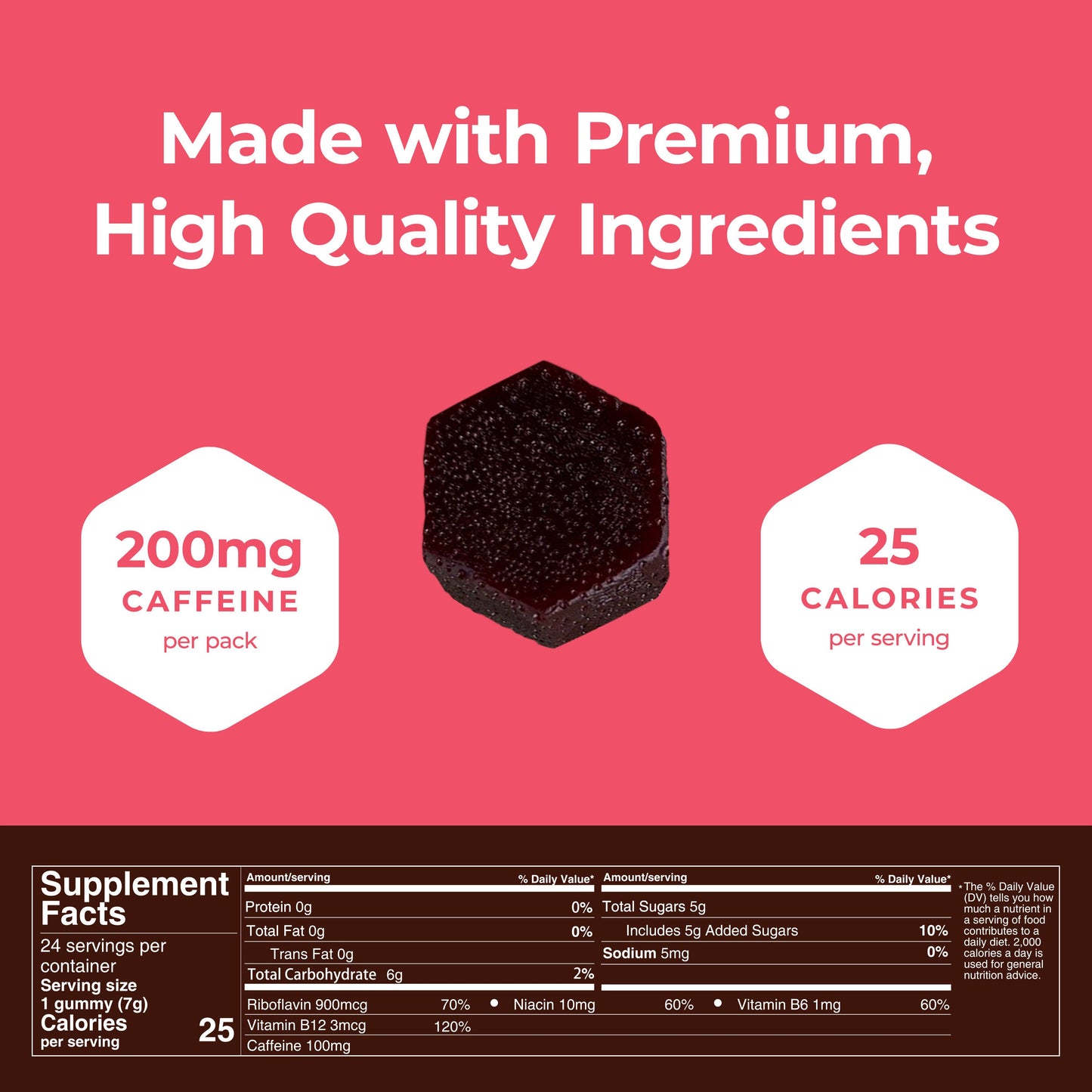 Mocca Shots - Dark Chocolate Raspberry Caffeine Gummies - 12 Pack