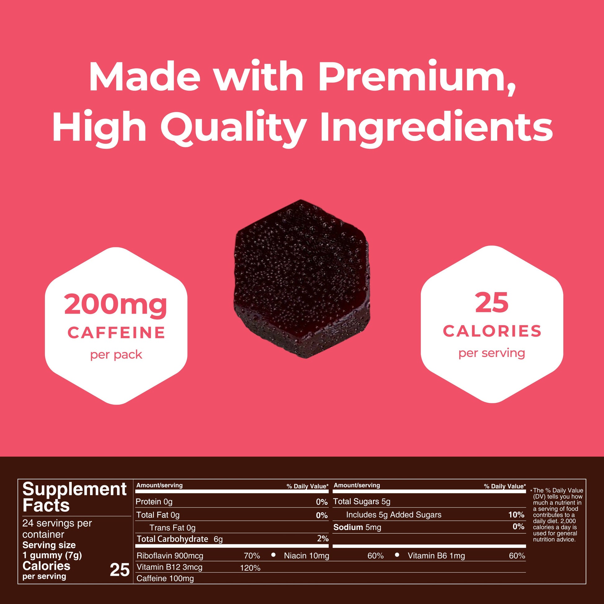 Mocca Shots - Dark Chocolate Raspberry Caffeine Gummies - 12 Pack