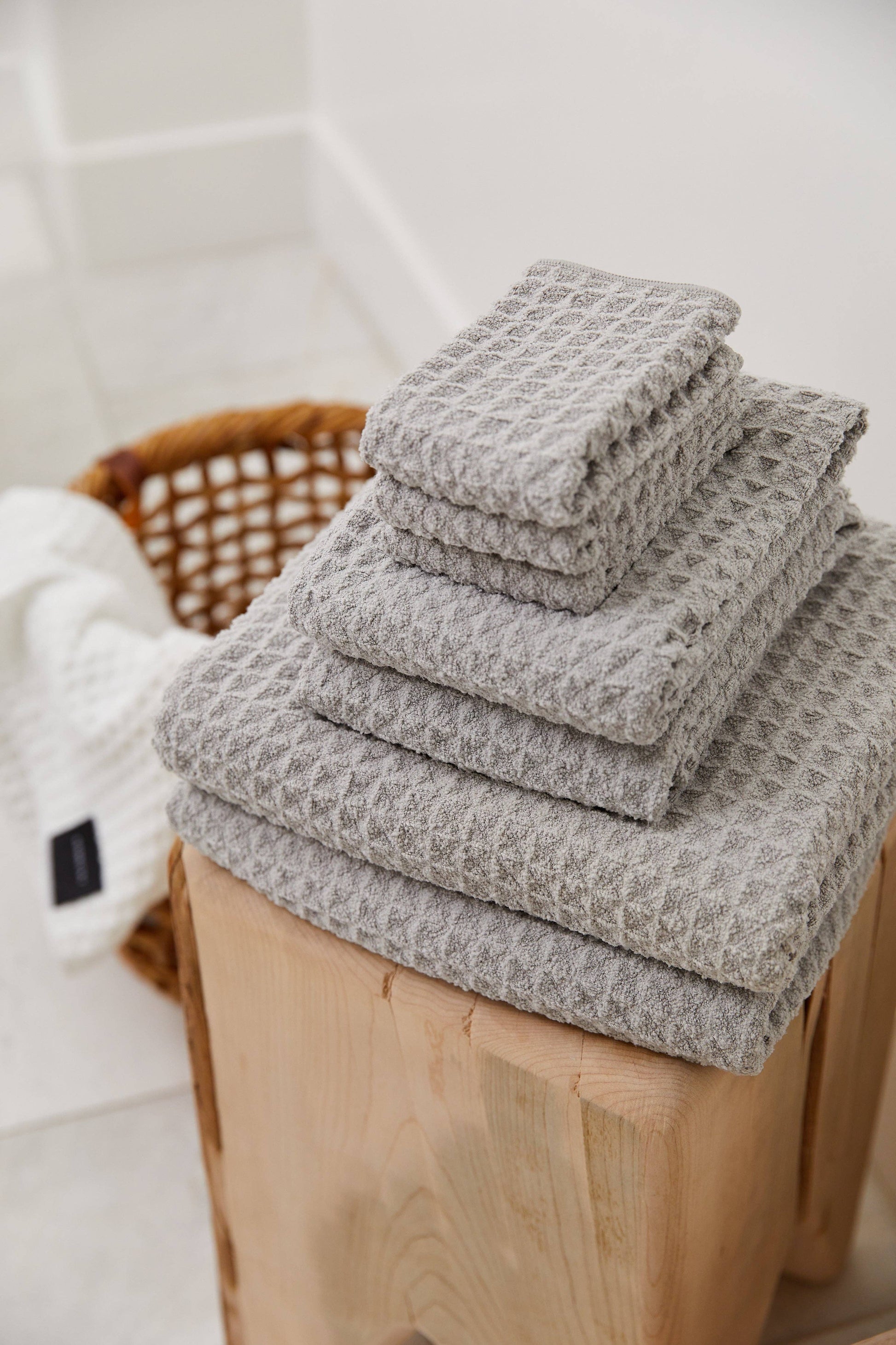 Geometry - Stone - Waffle Bath Towel