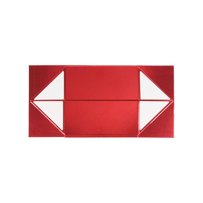 Empty Gift Basket - Red Gift Box w/ Magnetic Square Flap Lid - 8 in. x 8 in. x 4 in.