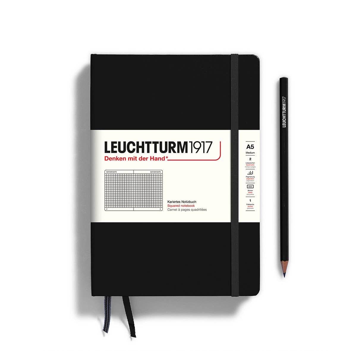 LEUCHTTURM1917 - Notebooks - Medium (A5) - Squared, Hardcover, Black