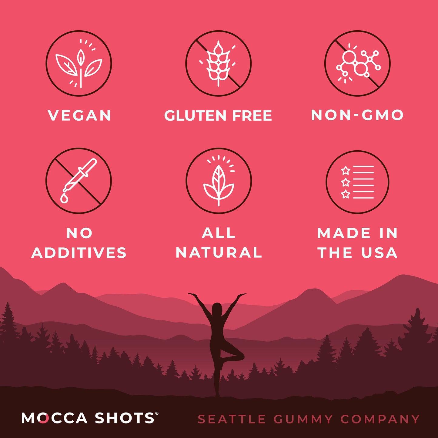 Mocca Shots - Dark Chocolate Raspberry Caffeine Gummies - 12 Pack