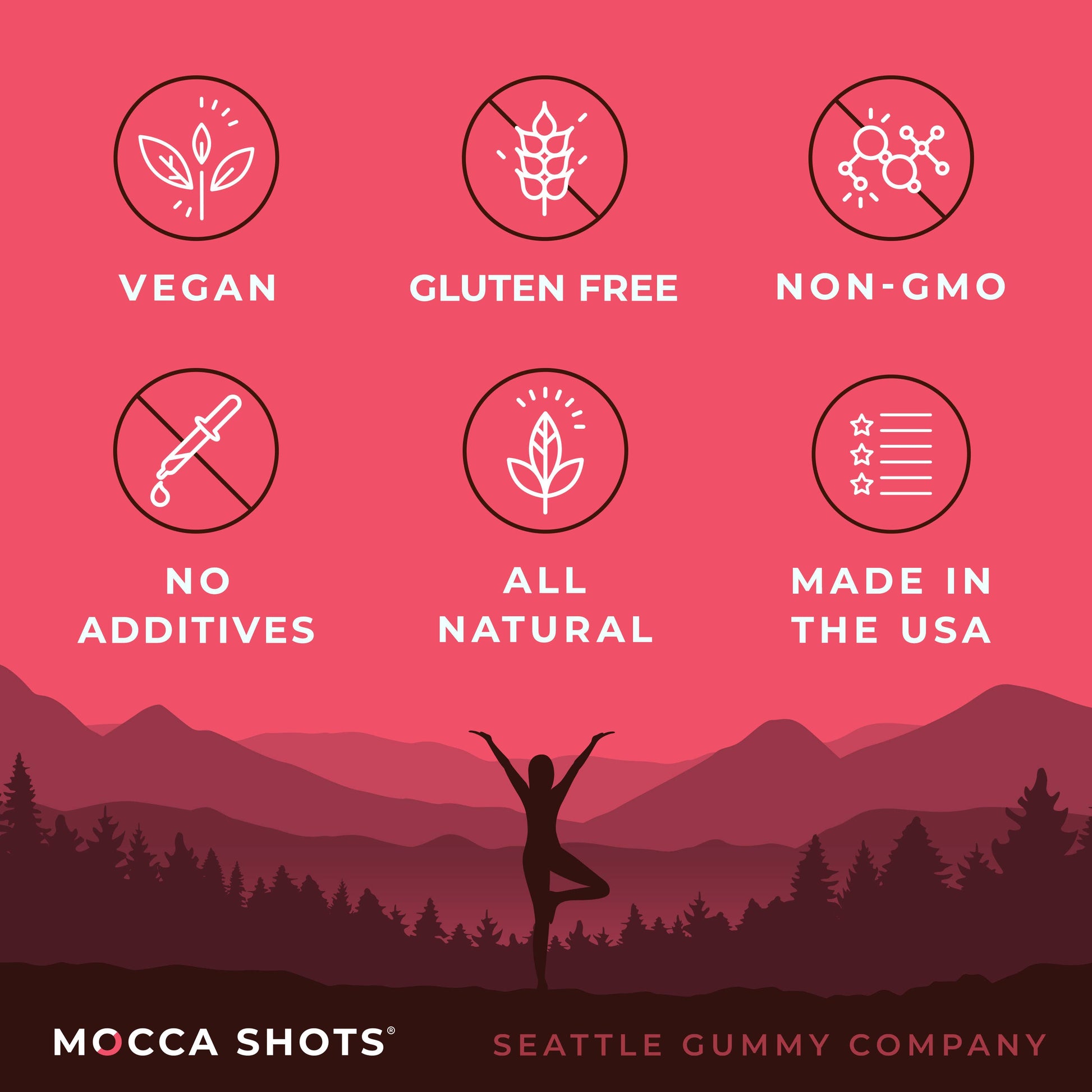 Mocca Shots - Dark Chocolate Raspberry Caffeine Gummies - 12 Pack