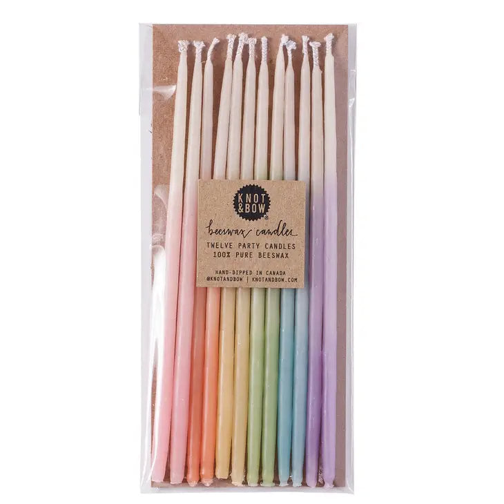 Knot & Bow - Tall Assorted Ombre Beeswax Birthday Candles