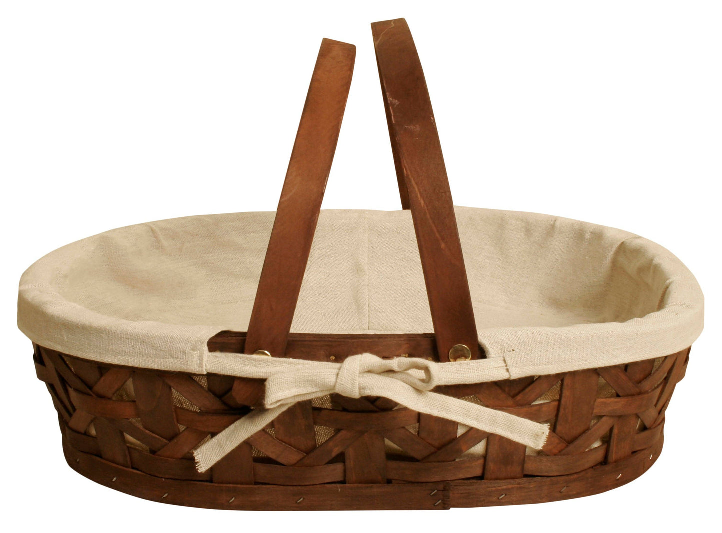 Empty Gift Basket - 17" Stained Woodchip Basket w/ Cloth Liner