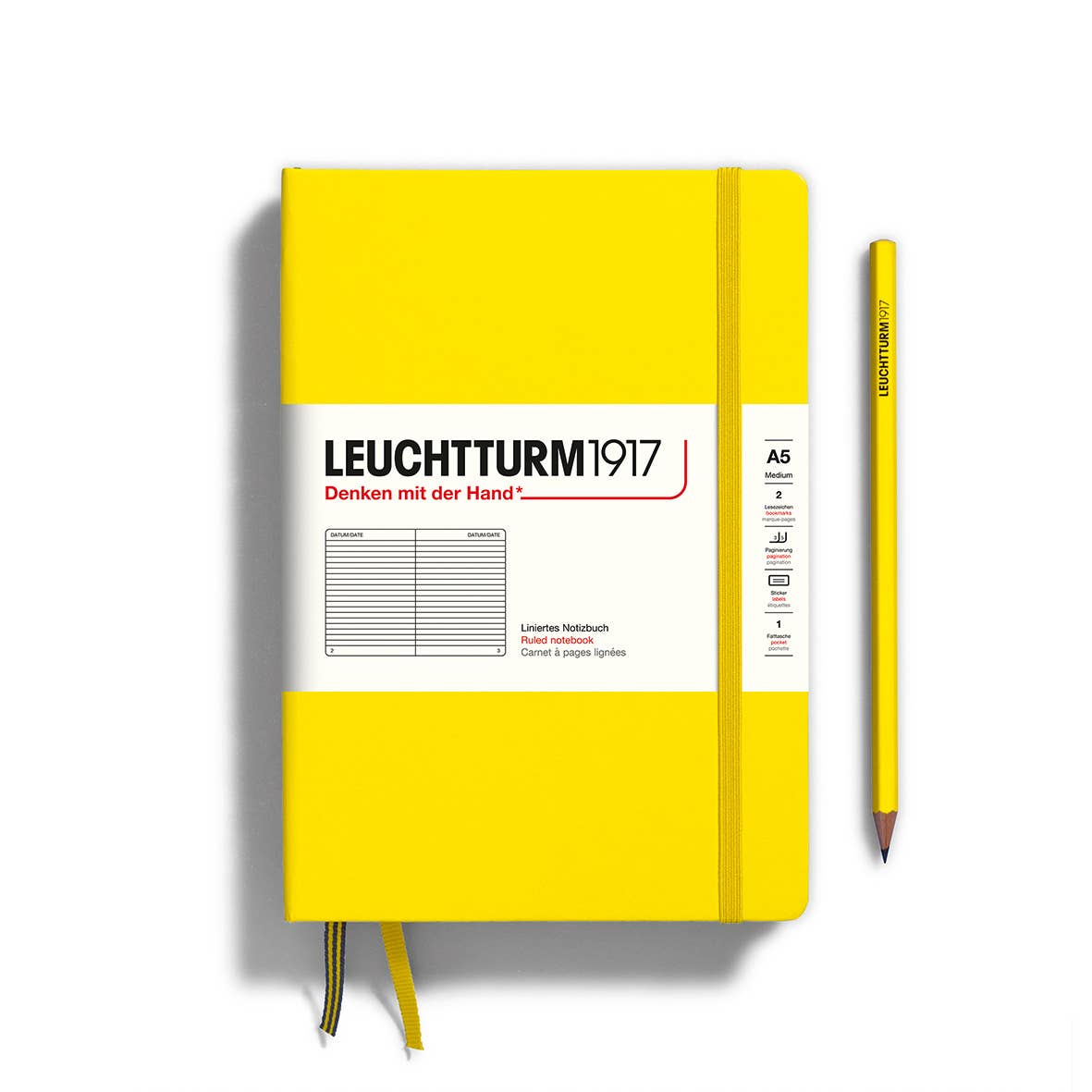 LEUCHTTURM1917 - Notebooks - Medium (A5) - Ruled, Hardcover, Lemon