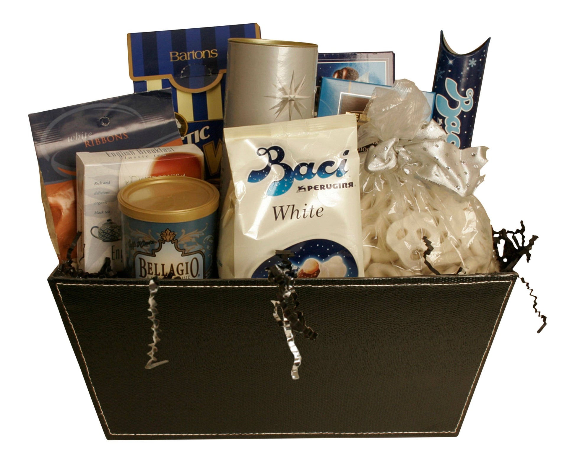 Empty Gift Basket - 13" Black Faux Leather Tote