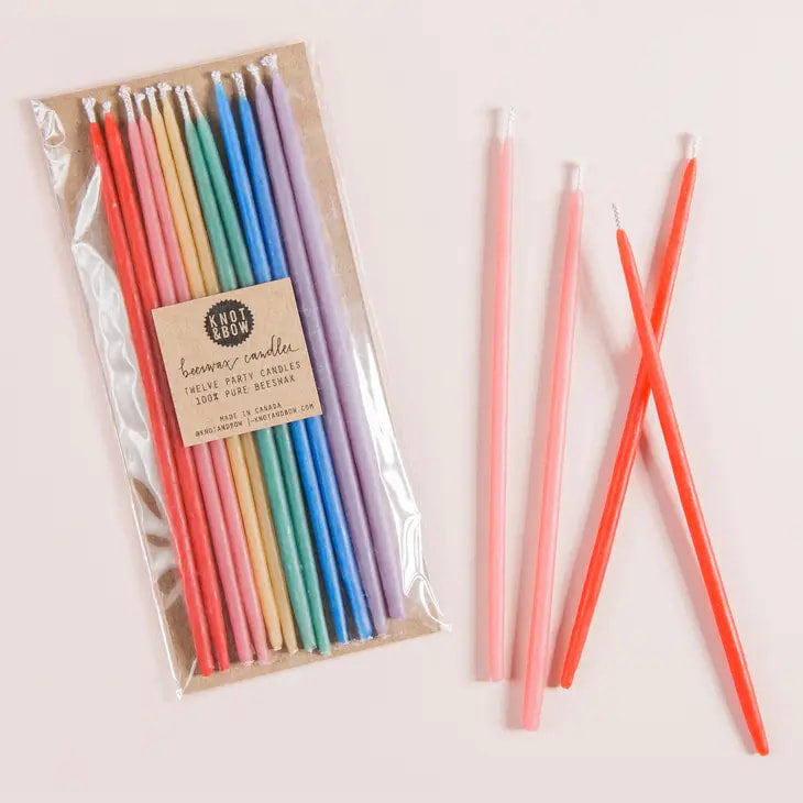 Knot & Bow - Assorted Tall Beeswax Birthday Candles
