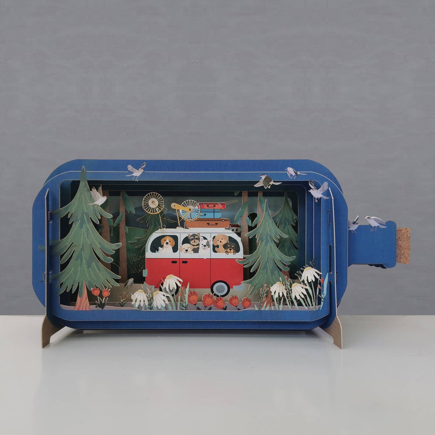 Alljoy Design - Message In A Bottle Pop Up Card - Dogs Camper Van
