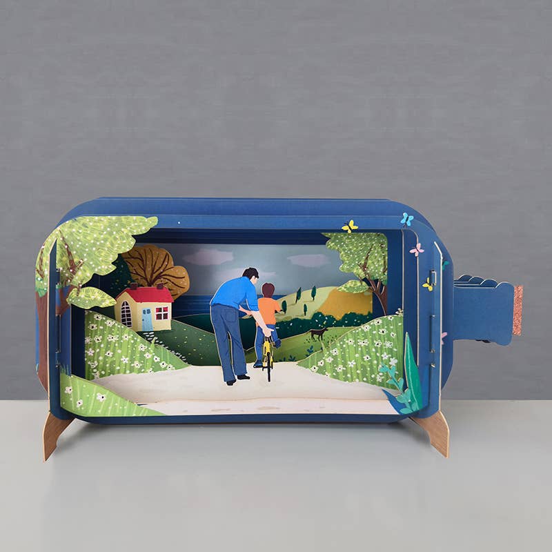 Alljoy Design - Message In A Bottle Pop Up Card - Dad & Son Bike
