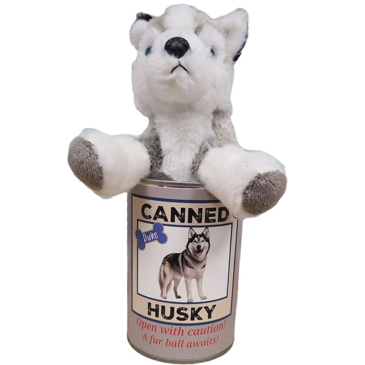 Canned Gifts - Duke The Canned Husky - Stuffed Animal