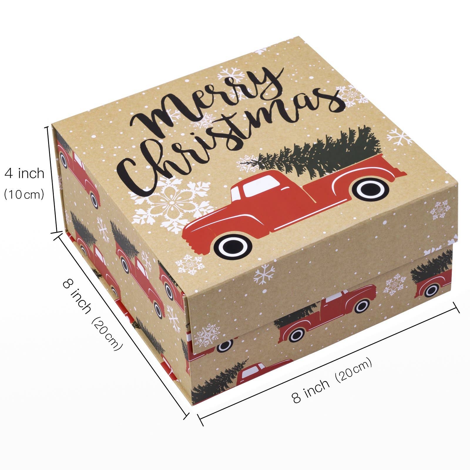 Empty Gift Basket - Red Christmas Gift Box w/ Lid - 8 in. x 8 in. x 4 in.