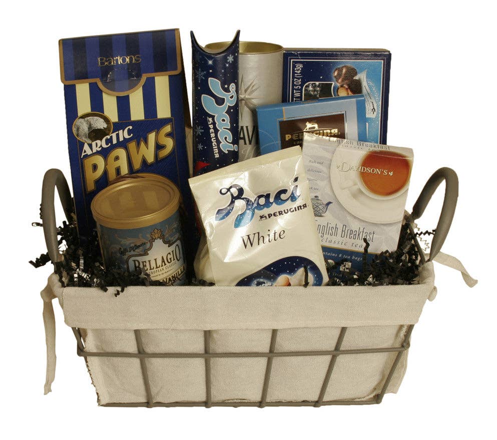 Empty Gift Basket - Wire Basket w/ Cloth Liner - Small