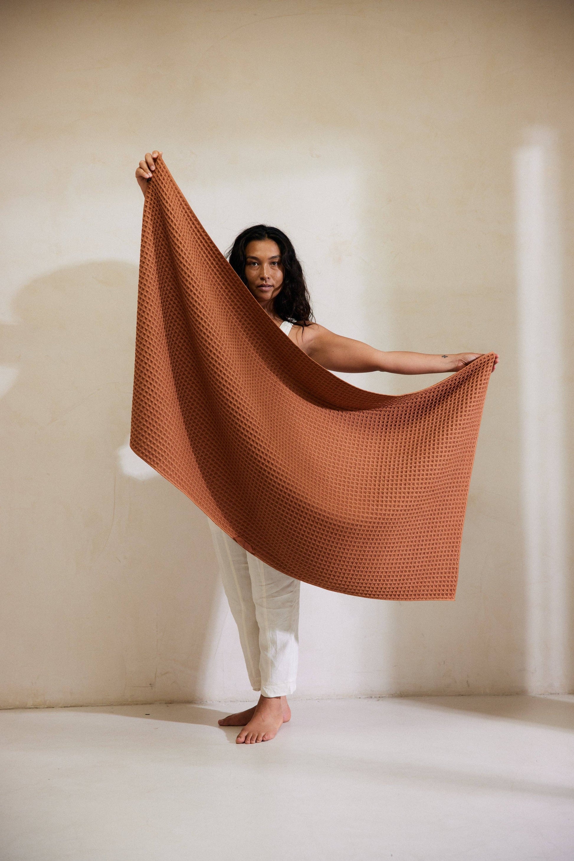Geometry - Clay - Waffle Bath Towel