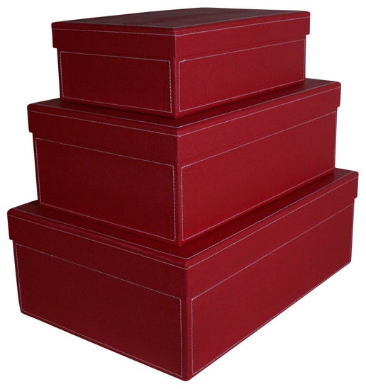 Empty Gift Basket - Small Red Rectangular Stacking Box w/ Lid - 12 in. x 8 in. x 4 in.