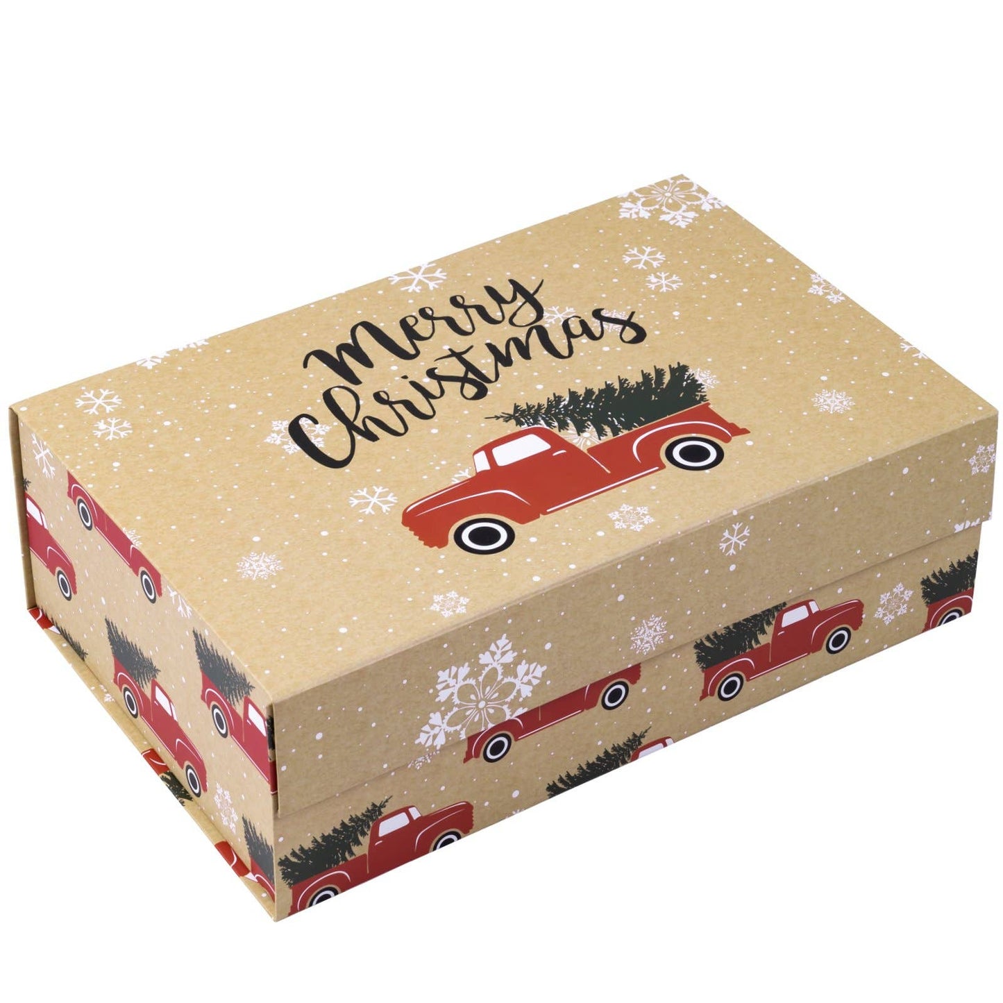Empty Gift Basket - Red Truck w/ Christmas Tree Holiday Gift Box - 14 in. x 9 in. x 4.3 in.