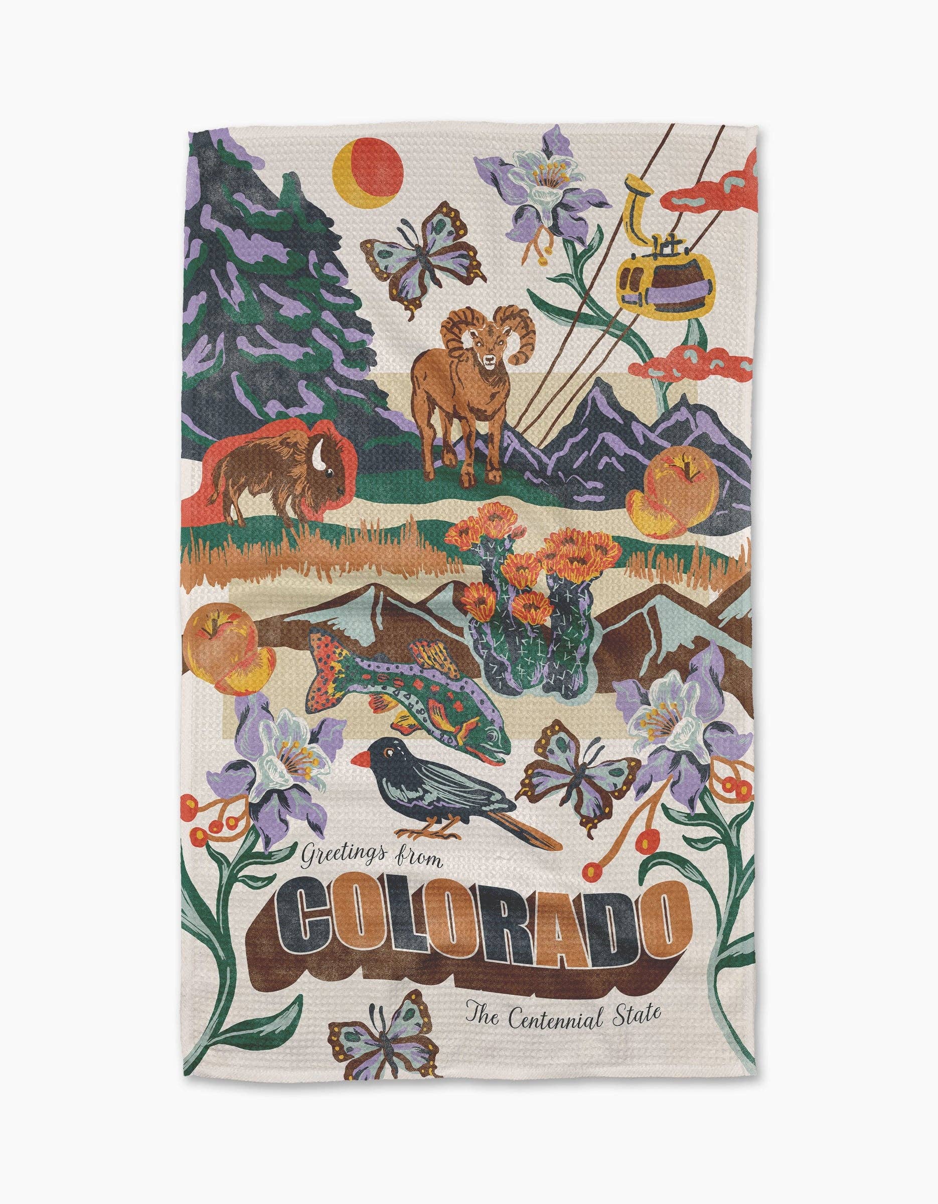 Geometry - Greetings From Colorado Tea Towel