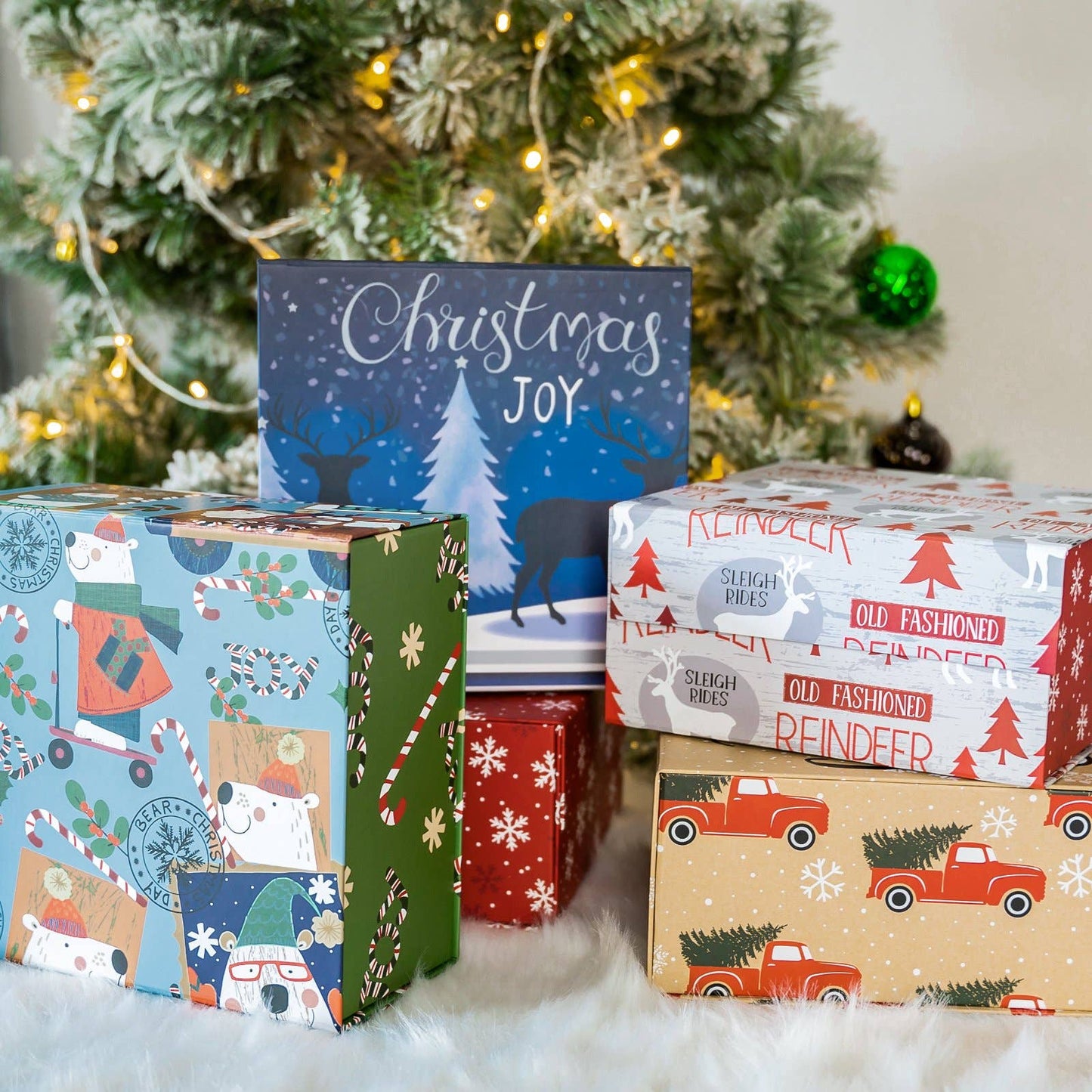 Empty Gift Basket - Red Christmas Gift Box w/ Lid - 8 in. x 8 in. x 4 in.