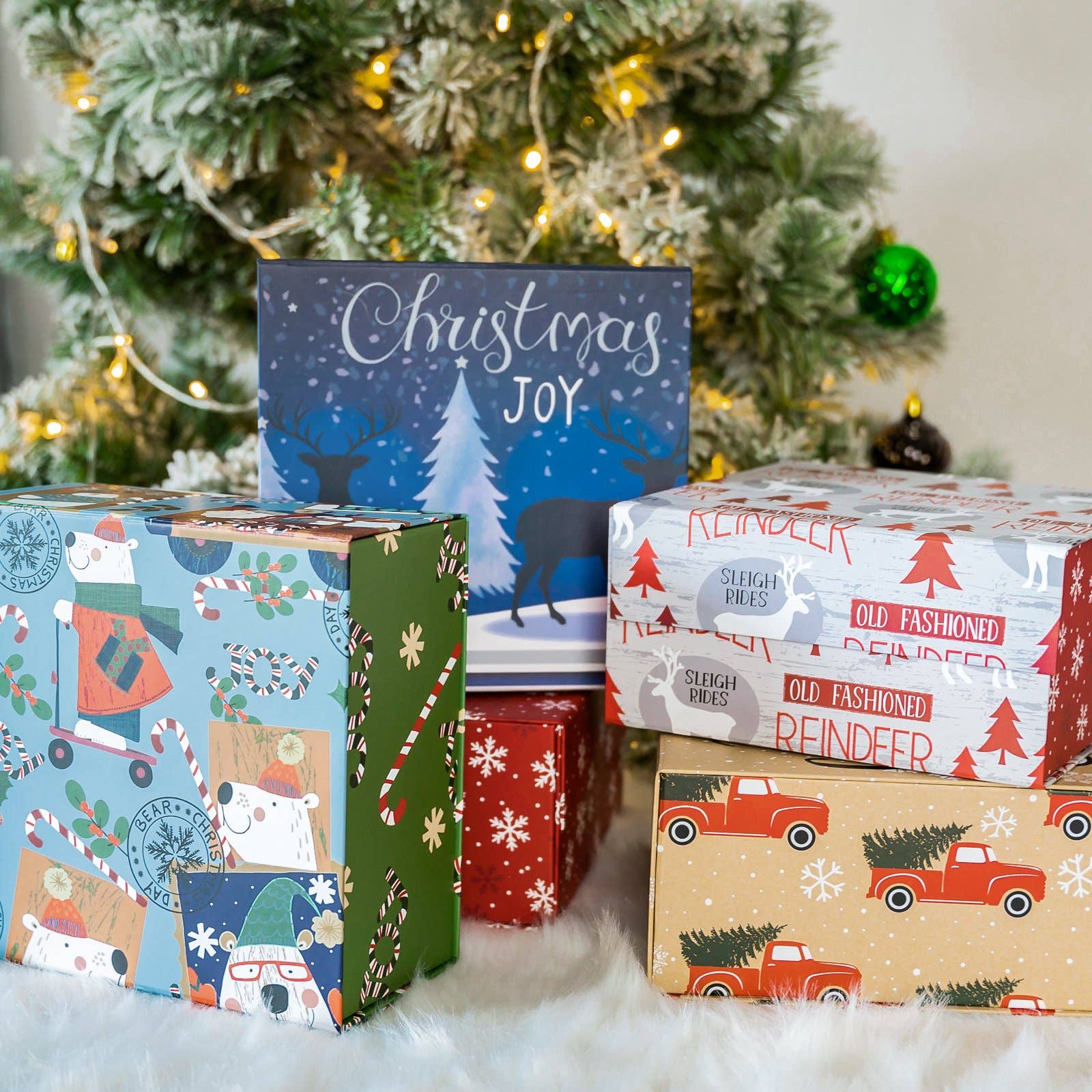 Empty Gift Basket - Red Christmas Gift Box w/ Lid - 8 in. x 8 in. x 4 in.