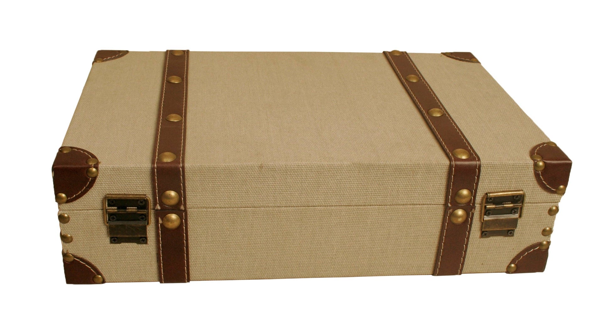 Empty Gift Basket - Decorative Gift Suitcase - Light Tan Canvas