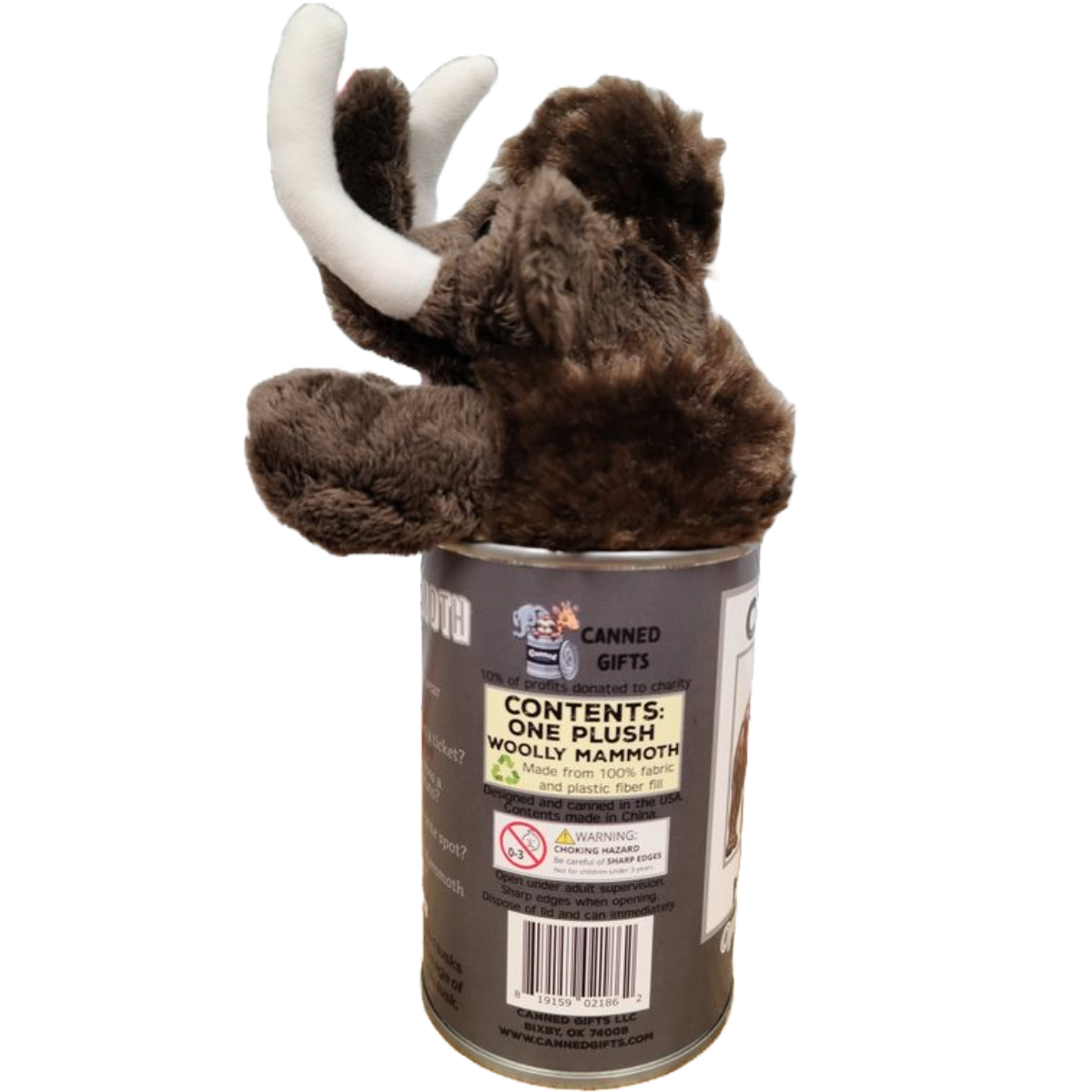 Canned Gifts - Hank The Canned Woolly Mammoth - Stuffed Animal