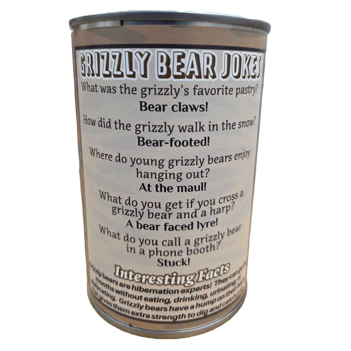 Canned Gifts - Monarch The Canned Grizzly Bear - Stuffed Animal