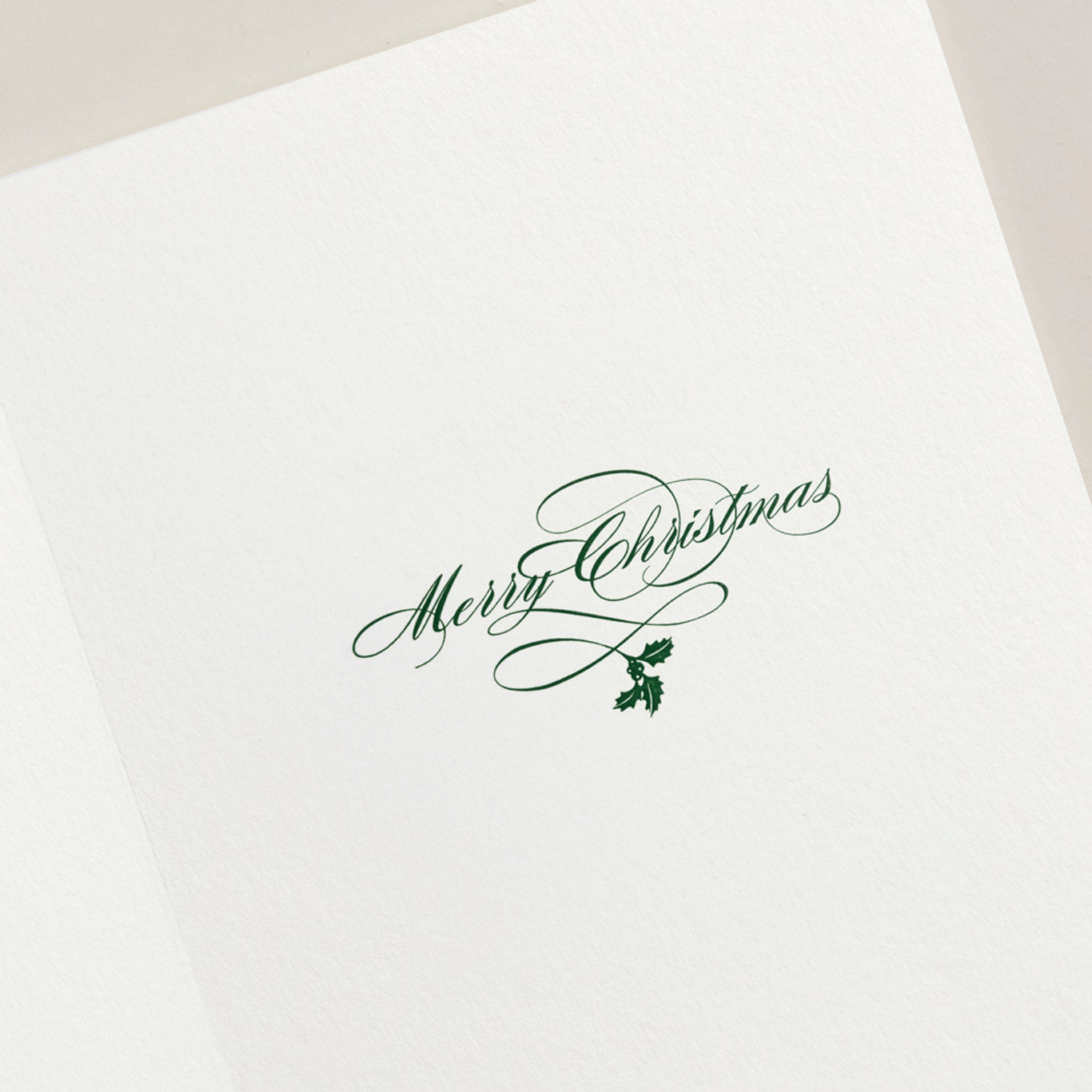 Crane - Holly Sprig Holiday Greeting Card - 10 Notes / 10 Gold Lined Envelopes
