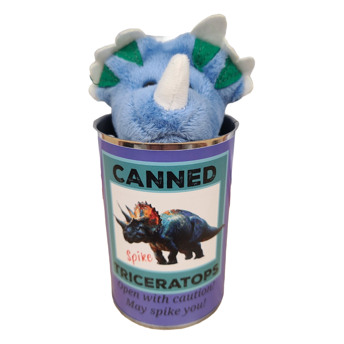 Canned Gifts - Spike The Canned Triceratops Dinosaur - Stuffed Animal