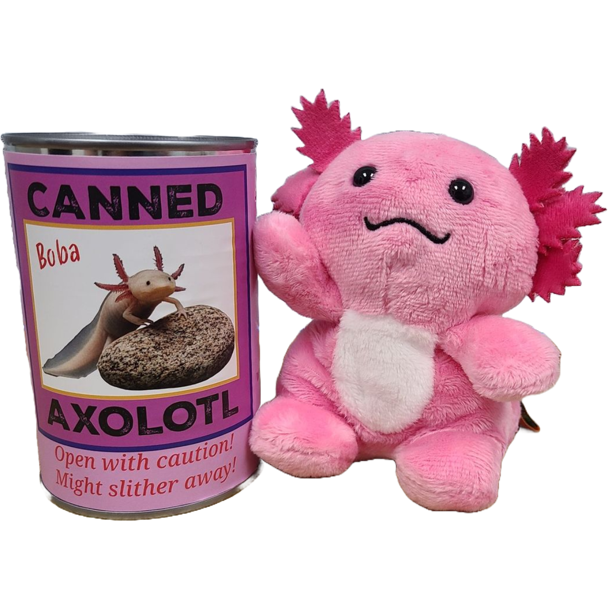 Canned Gifts - Boba The Canned Pink Axolotl - Stuffed Animal