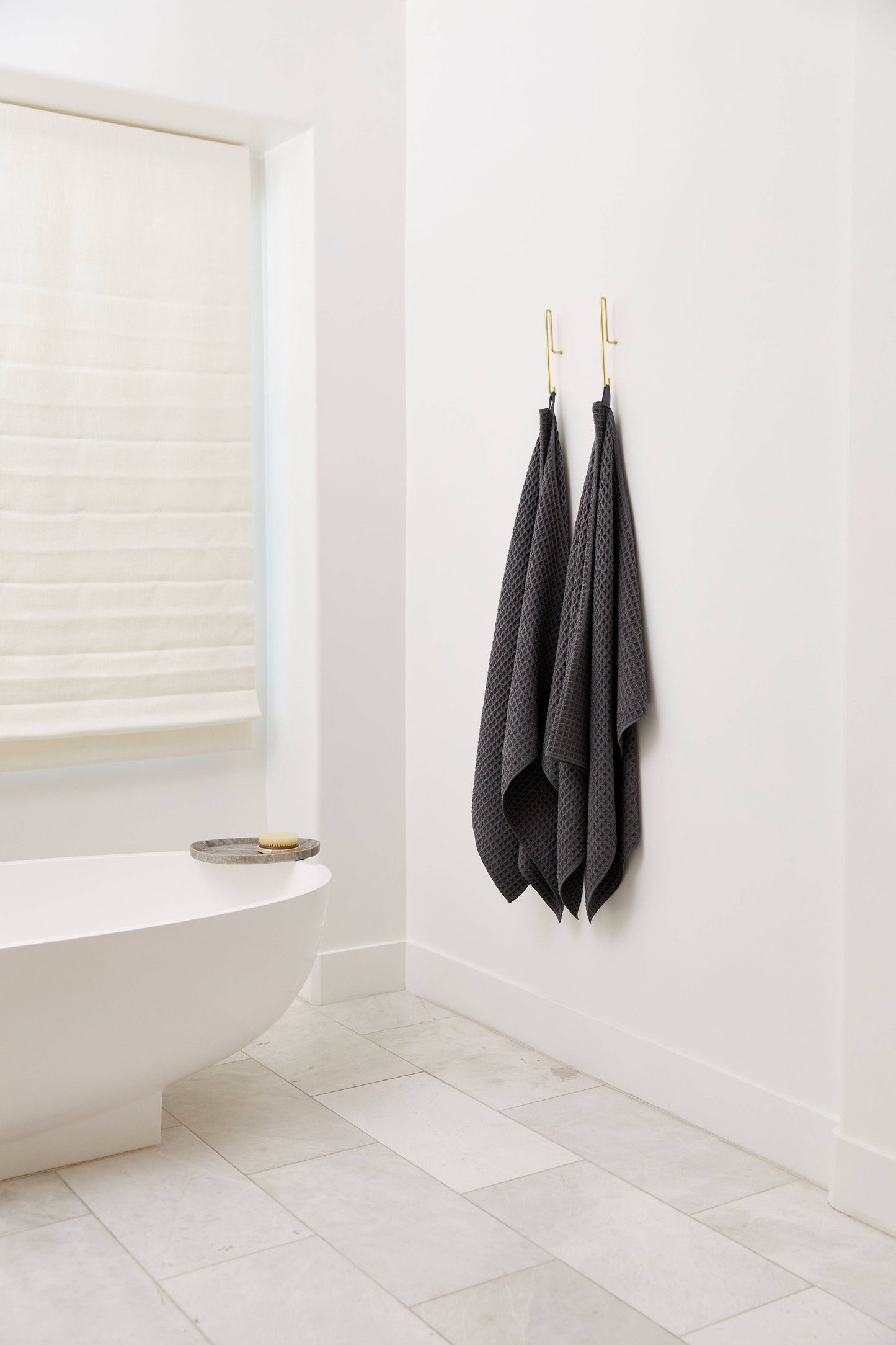 Geometry - Charcoal - Waffle Bath Towel