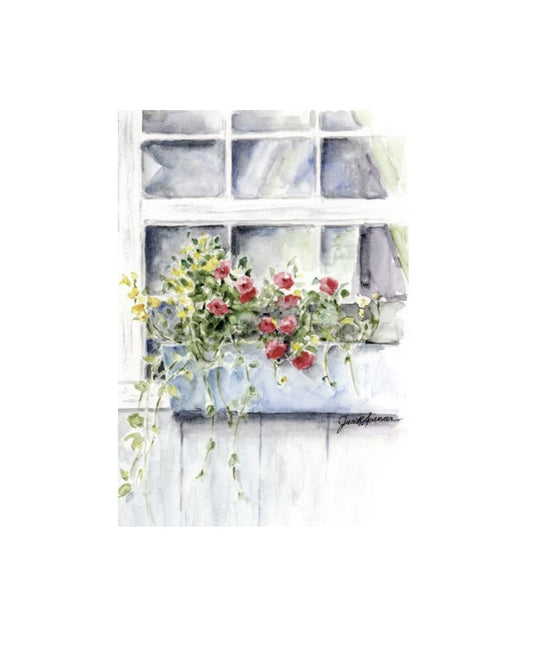 Jan Spencer - Watercolor Greeting Card - Mary's Window Garden