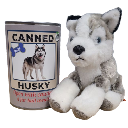 Canned Gifts - Duke The Canned Husky - Stuffed Animal