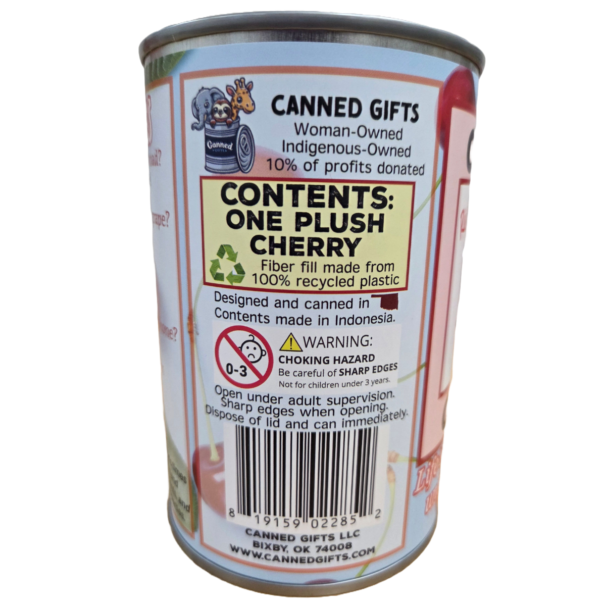 Canned Gifts - Ruby The Canned Cherry - Stuffed Animal