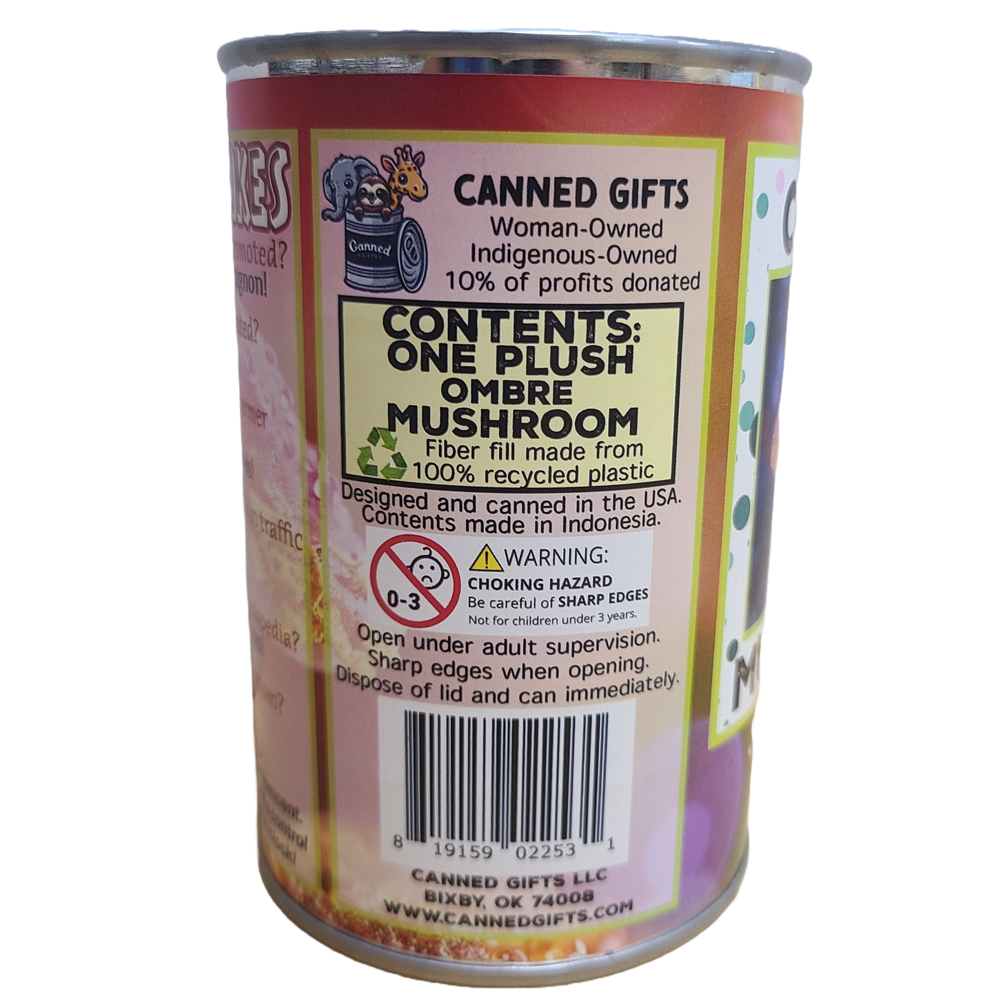 Canned Gifts - Ombre The Canned Rainbow Mushroom - Stuffed Animal